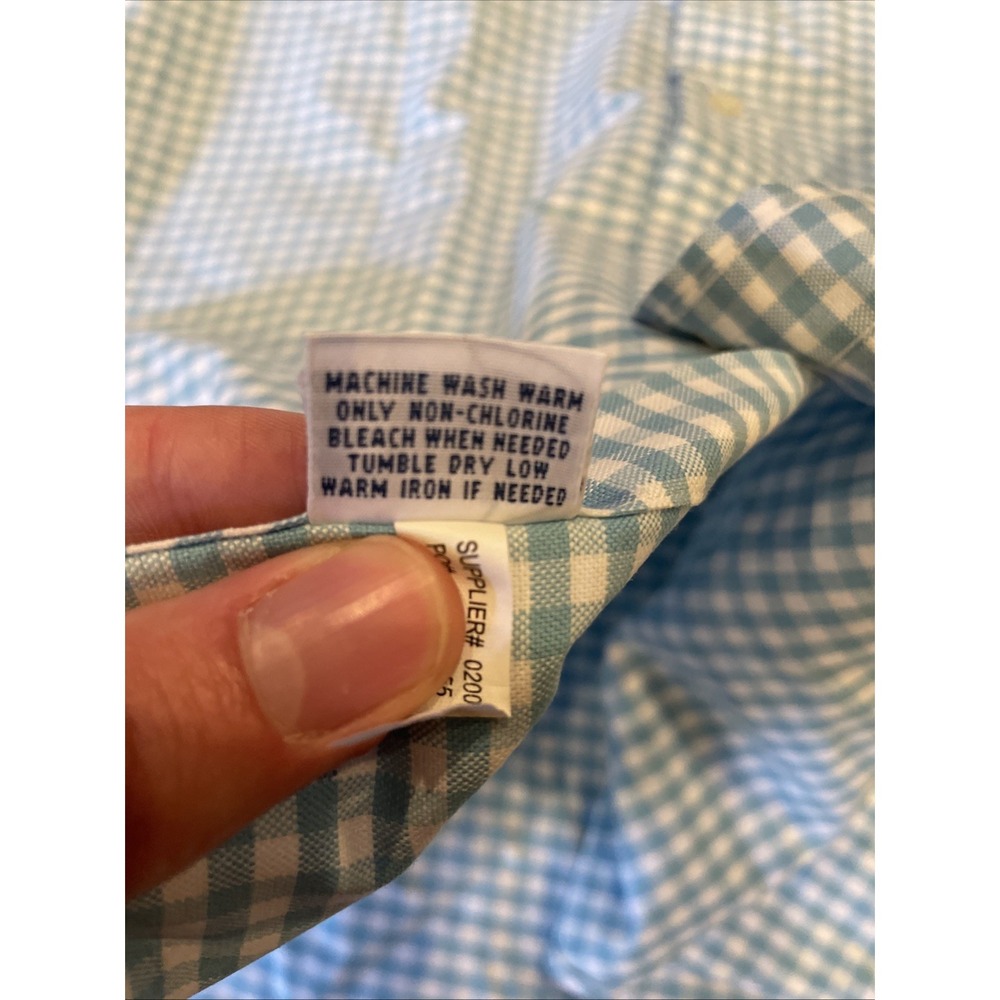 Ralph Lauren Men's Button Up Shirt Blue Gingham Plaid Flesh Pony Size XL - Picture 8 of 11